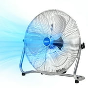 ROVSUN 12'' Floor Fan, High Velocity Box Fan, UL Listed Heavy Duty Metal Floor Fan, High Power Industrial Fan with Adjustable Tilt, Metal Box Fan for Garage, Gym, Bedroom, Shop