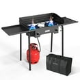 ROVSUN 2 Burner Outdoor Propane Gas Stove with Windpanel & Side Shelves