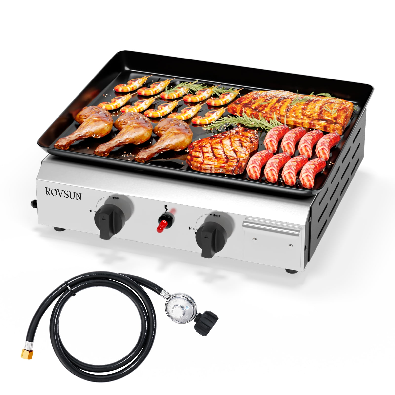 ROVSUN 2 Burner Portable Propane Griddle with Electronic Ignition