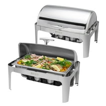 ROVSUN 2-Pack 9 Quart Roll Top Stainless Steel Silver Chafing Dish Buffet Set
