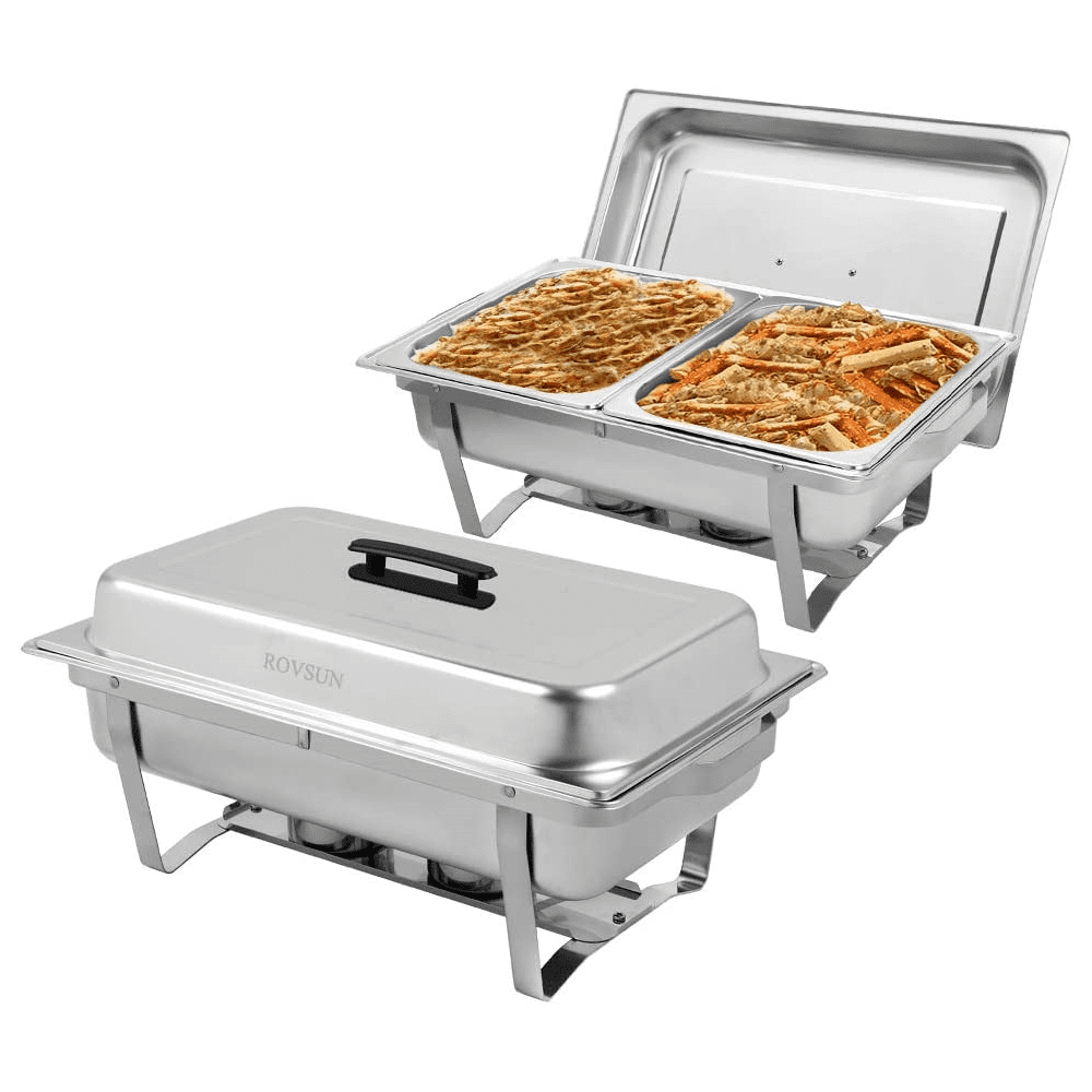 ROVSUN 2 Pack Stainless Steel Chafing Dishes Buffet Set Half Size