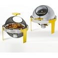 thumbnail image 1 of ROVSUN 6 Qt Stainless Steel Roll Top Chafing Dishes with Glass Window (2 Count), 1 of 9
