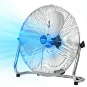 VINGLI 20'' Floor Fan, High Velocity Box Fan, UL Listed Heavy Duty Metal Floor Fan, High Power Industrial Fan with Adjustable Tilt, Metal Box Fan for Garage, Gym, Bedroom, Shop