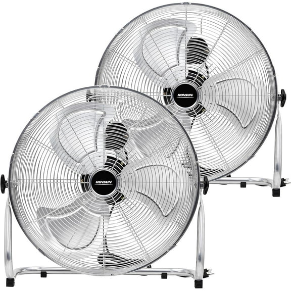 VINGLI 20'' Floor Fan, High Velocity Box Fan, UL Listed Heavy Duty Metal Floor Fan, High Power Industrial Fan with Adjustable Tilt, Metal Box Fan for Garage, Gym, Bedroom, Shop, 2 Packs