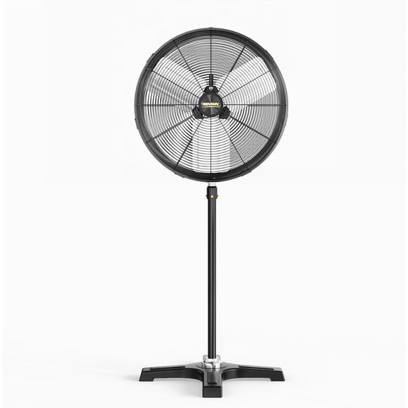VINGLI 20 Inch Industrial Standing Fan, 5000CFM High Velocity Pedestal Fan, Heavy Duty Metal Fan with One-touch Oscillating Function, Adjustable Height, for Shop, Patio, Garage, UL Listed