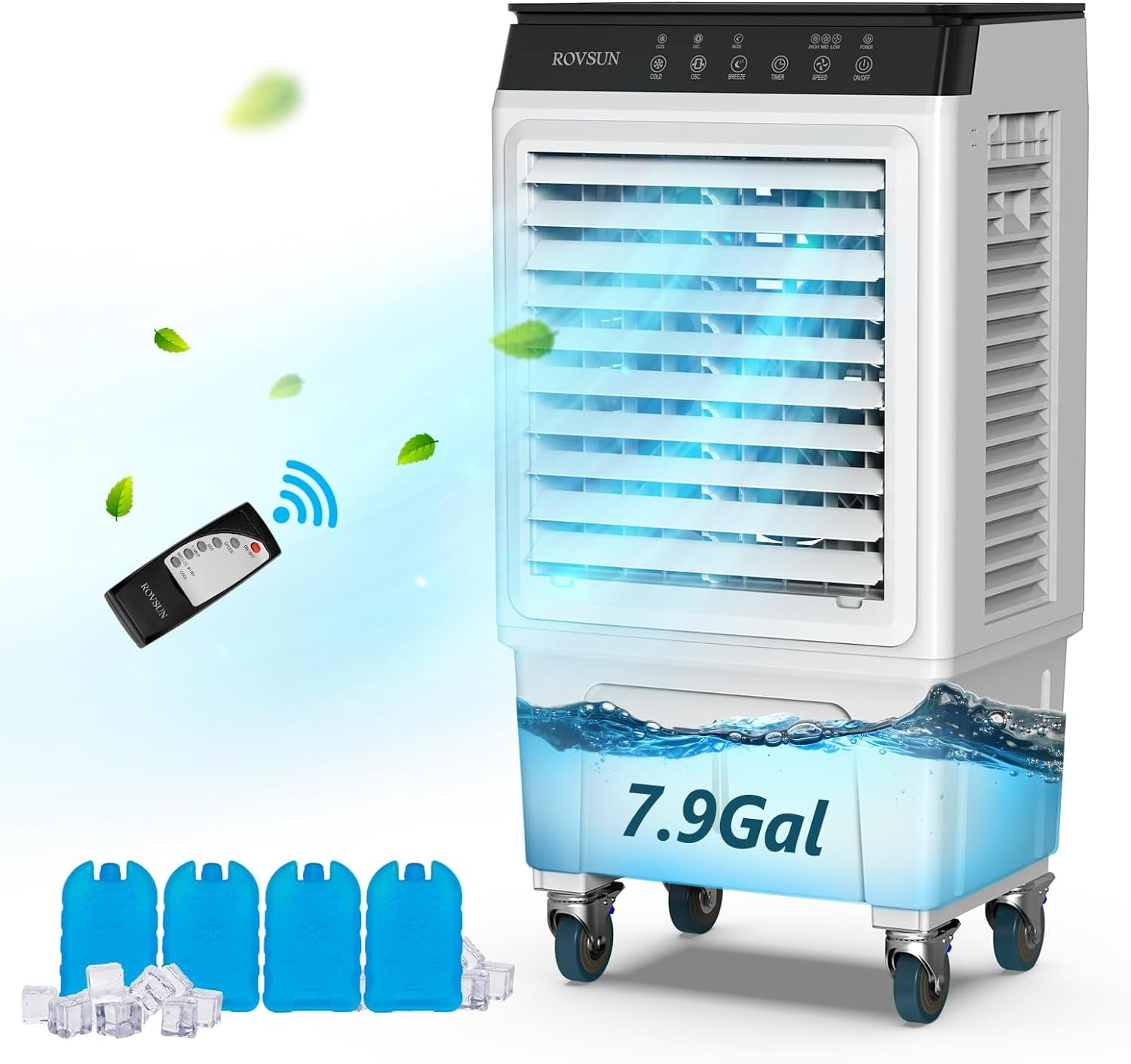 ROVSUN Portable AC, 2300CFM Air Cooler, Speed, 12H Timer, Ice