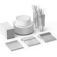 thumbnail image 1 of ROVSUN 400 Pieces Gold Disposable Dinnerware Set 30 Guests, Elegant Plastic Plates for Party Wedding, 50 Dinner Plates, 50 Dessert Plates, 50 Cups, 50 Silverware set, 50 Napkins, 50 Straws, 1 of 8