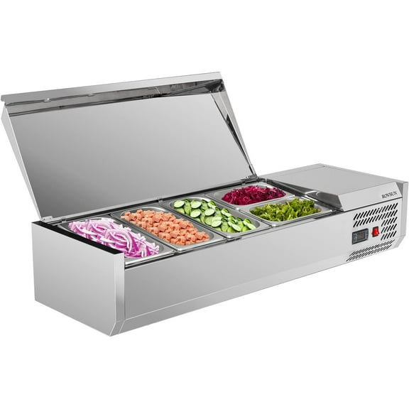 ROVSUN 25.1QT Refrigerated Condiment Prep Station, Silver