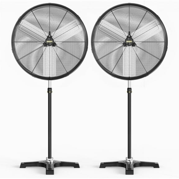 VINGLI 30 Inch Industrial Standing Fan, 8600CFM High Velocity Pedestal Fan, Heavy Duty Metal Fan with One-touch Oscillating Function, Adjustable Height, for Shop, Patio, Garage, UL Listed, 2 Packs