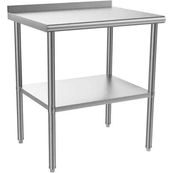 ROVSUN 30'' x 24'' Stainless Steel Table for Prep with Backsplash