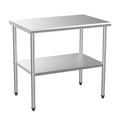 thumbnail image 1 of ROVSUN 36'' x 24'' Stainless Steel Rectangular Commercial Metal Table for Prep & Work, 1 of 7