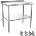 thumbnail image 1 of ROVSUN 36'' x 24'' Stainless Steel Table for Prep with Backsplash & Wheels, 1 of 8