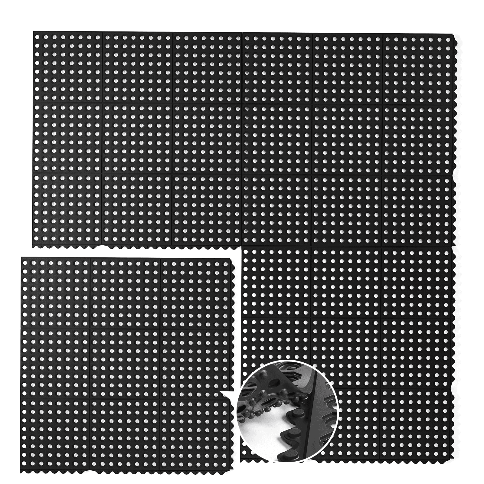 ROVSUN 36 x 36 in. 4Pack Interlocking Rubber Floor Mat for Restaurant