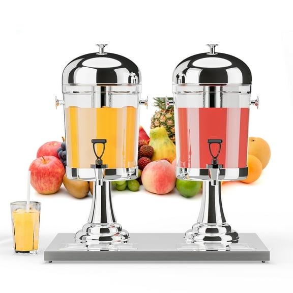 ROVSUN 4.4 Gallon/ 16.6L Beverage Dispenser, Drink Dispenser Water Juice Dispenser Stainless Steel with Ice Container, Stand Stand and Spigot, Hot & Cold Drinks for Party Catering Buffet Restaurant