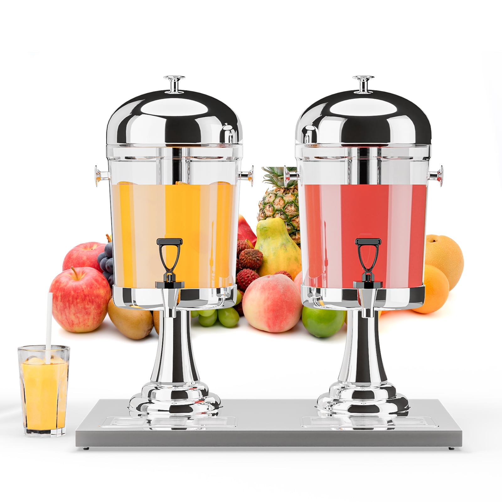 ROVSUN 4.4 Gallon/ 16.6L Beverage Dispenser, Drink Dispenser Water Juice Dispenser Stainless Steel with Ice Container, Stand Stand and Spigot, Hot & Cold Drinks for Party Catering Buffet Restaurant