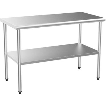ROVSUN 48'' x 24''Stainless Steel Metal Table Adjustable Under Shelf