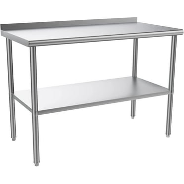 ROVSUN 48'' x 24'' Stainless Steel Table for Prep with Backsplash