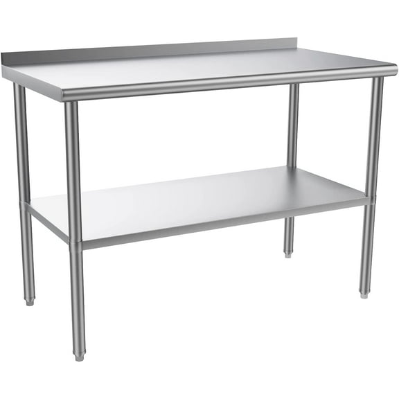ROVSUN 48'' x 24'' Stainless Steel Table for Prep with Backsplash