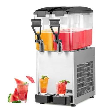 ROVSUN 5.2 Gal/20L Refrigerated Beverage Dispenser Commercial, 10L X 2 Tanks Juice Cold Drink Dispenser Stainless Steel with Thermostat Controller for Home Restaurant Bar Party 110V/60HZ