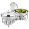 thumbnail image 1 of ROVSUN 5 Qt 2 Packs Stainless Steel Round Chafing Dish Buffet Set with Lid Holder, 1 of 8