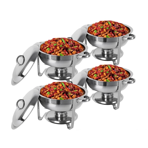 ROVSUN 5 Qt 4 Pack Round Stainless Steel Chafing Dish Buffet Set