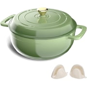 ROVSUN 6 Quart Enameled Cast Iron Dutch Oven with Lid, Dual Handles, Oven Safe up to 500 F or on Stovetop, Compatible for Braising, Stews, Roasting, Bread Baking- Sage Green