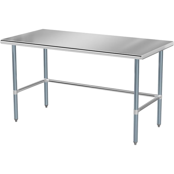 ROVSUN 60" X 24" Open Base Stainless Steel Table, NSF Commercial Heavy Duty Prep & Work Table,Metal Table for Kitchen, Restaurant, Home, Hotel, Garage, Laundry