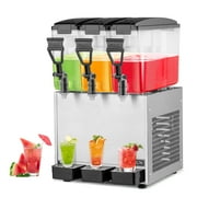 ROVSUN 7.8 Gal/30L Refrigerated Beverage Dispenser Commercial, 10L X 3 Tanks Juice Cold Drink Dispenser Stainless Steel with Thermostat Controller for Home Restaurant Bar Party 110V/60HZ