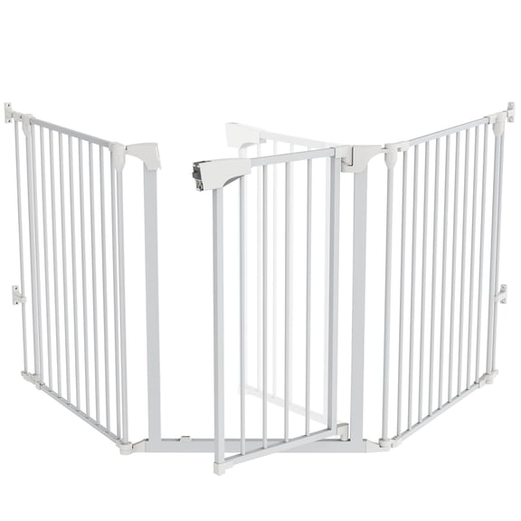 ROVSUN 82 Inch Configurable Pet Gate for Doorways and Stairways, with Wall Mounts, Black