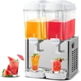 thumbnail image 1 of ROVSUN 9.6 Gal/36L Commercial Beverage Dispenser, 18L X 2 Tanks Cold Drink Commercial Juice Dispenser Stainless Steel with Thermostat Controller for Home Restaurant Bar Party 110V/60HZ, 1 of 16