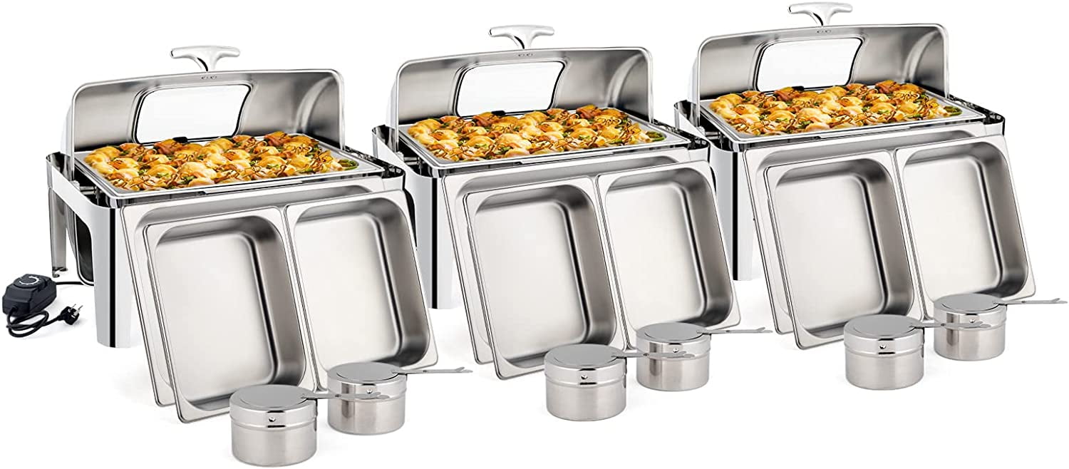 ROVSUN 2 Pack Roll Top Chafing Dish Buffet Set,9 Quart Rectangular  Stainless Steel Chafer for Catering,Buffet Servers and Warmers Set with  Glass Window for Wedding, Parties, Banquet, Events, Full Size - Yahoo