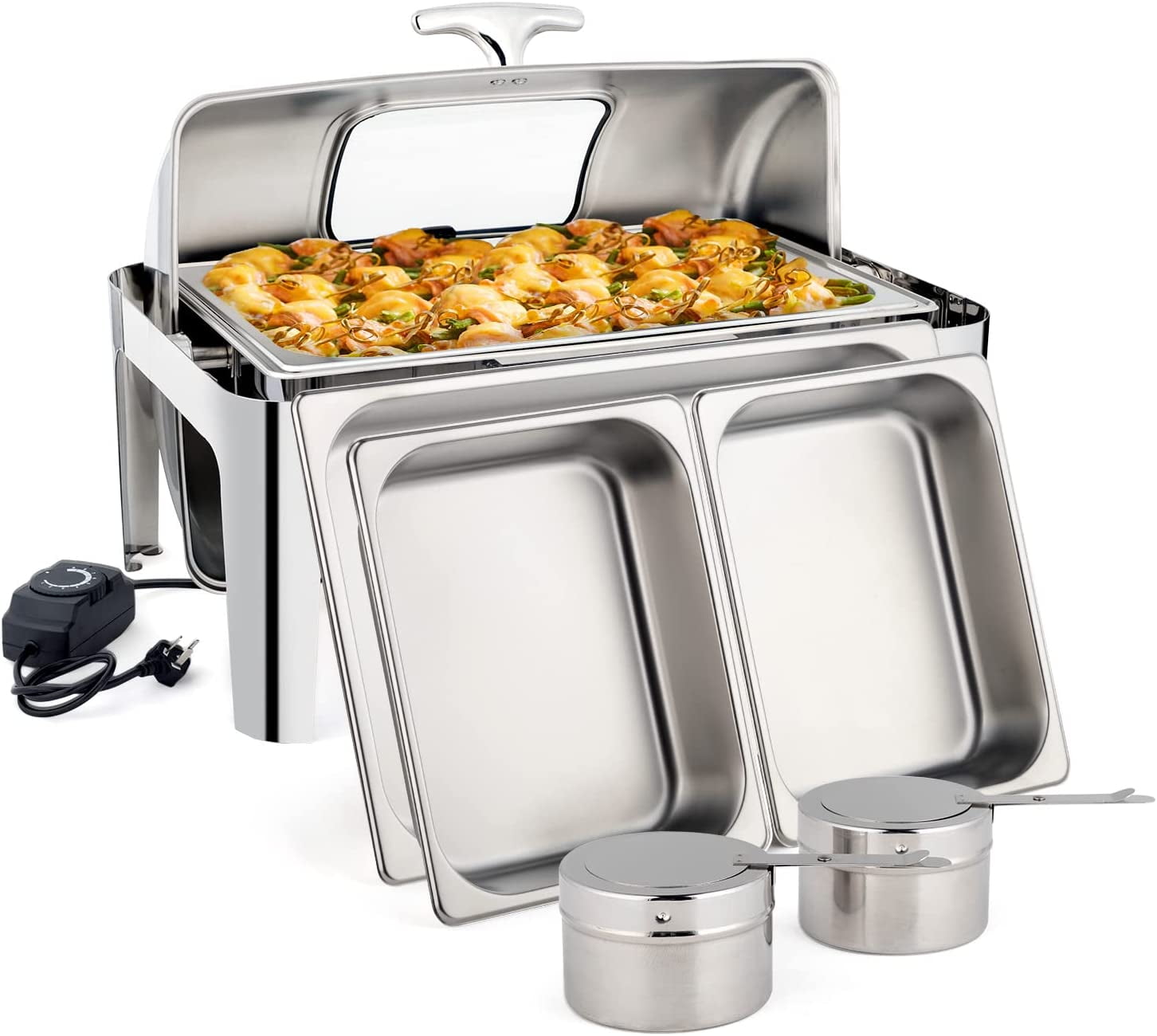 Nutrichef 3 Pot Electric Hot Plate Buffet Warmer Chafing Serving Dish (4 Pack)