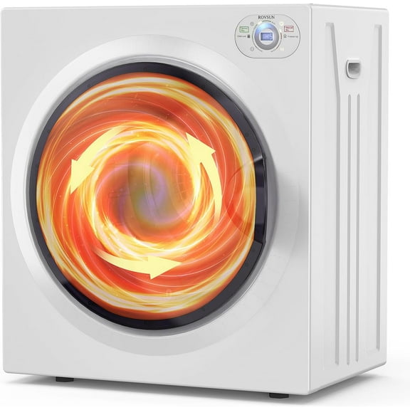 VINGLI 9LBS Compact Front Load Laundry Dryer, 1400W Stainless Steel Portable Clothes Dryer with LCD Control Panel & Six-Mode Portable Dryer for Apartment, Home, Dorm