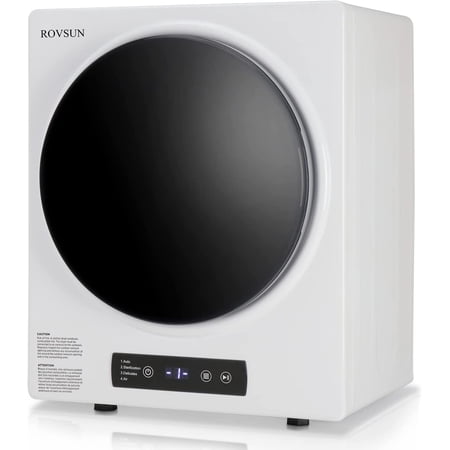 ROVSUN 9LBS Portable Clothes Dryer, 2.6cu.ft High End Front Load Tumble Laundry Dryer with Stainless Steel Tub & LCD Tough Control Panel, White, 110V
