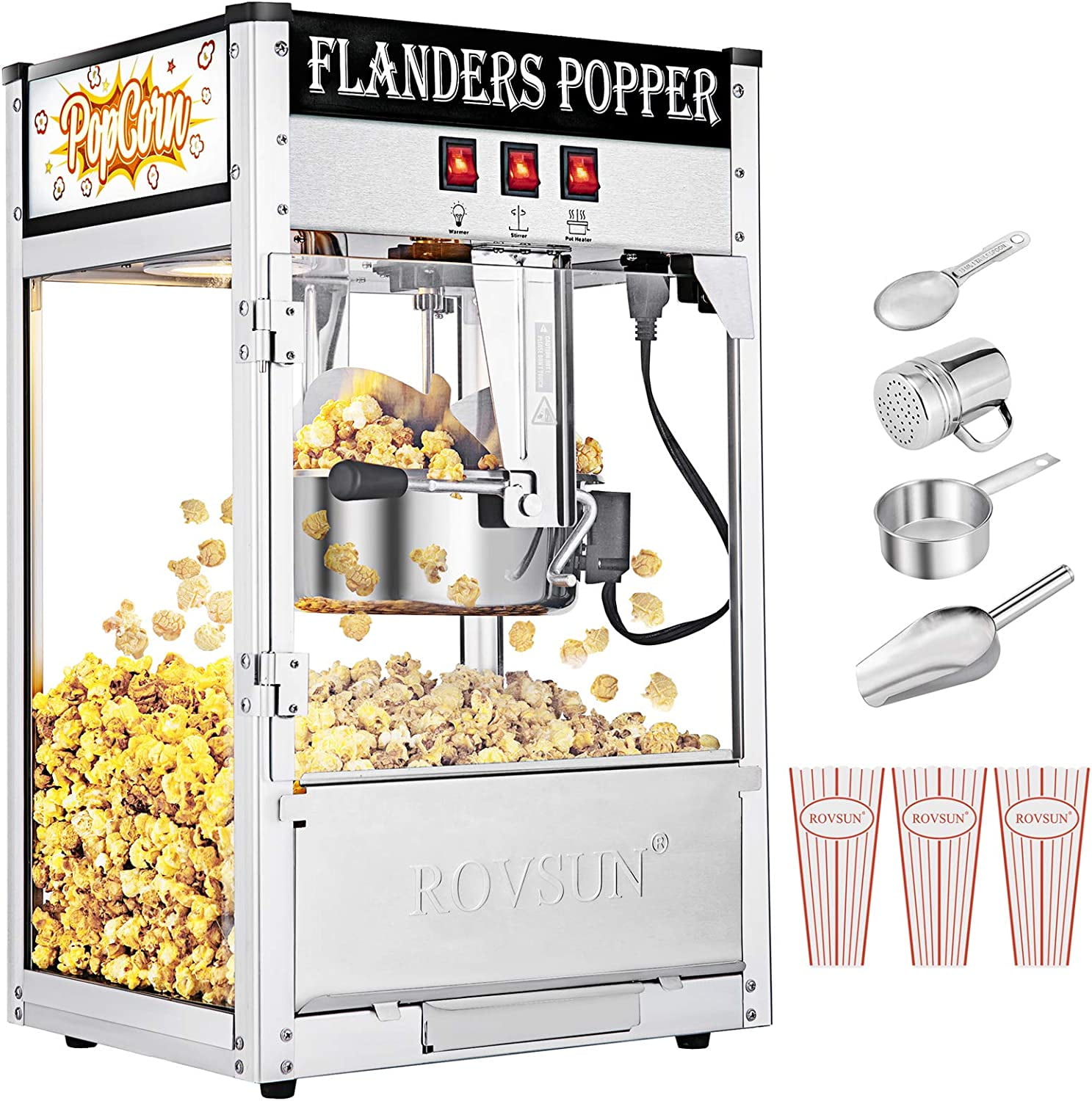 ROVSUN Professional 8 Ounce Kettle Popcorn Machine, Hollywood Style for