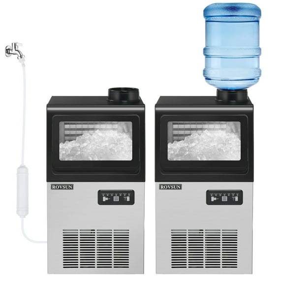 ROVSUN Ice Maker Machine 90 lbs/24H Capacity Freestanding & Countertop, Stainless Steel