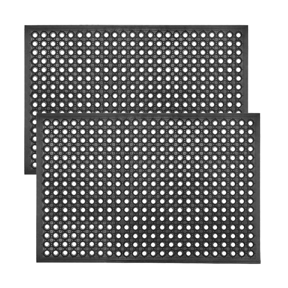 Black Rubber Non-Slip Anti-Fatigue Outdoor Mats, 36" x 60", Set of 2