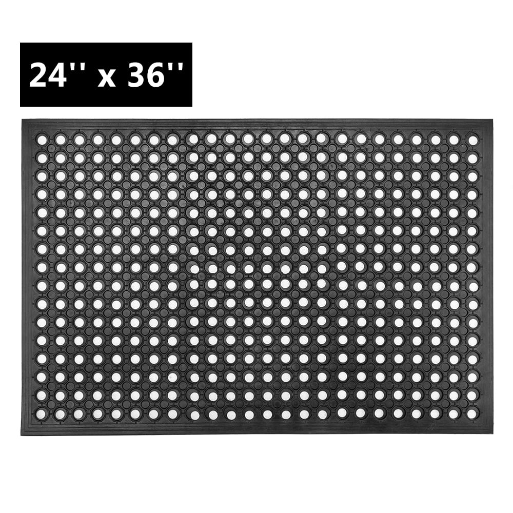 ROVSUN Rubber Floor Mat with Holes, 36''x 60'' Anti-Fatigue/Non