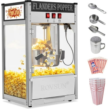 ROVSUN Popcorn Machine with 10 Ounce Kettle Makes Up to 4 Gallons, Countertop Popcorn Maker Commercial Popcorn Machine w/Stainless Steel Scoop, Oil Spoon & 3 Popcorn Cups, Black