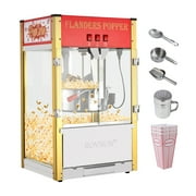 ROVSUN Popcorn Machine with 16 Ounce Kettle, Countertop Popcorn Maker Commercial Popcorn Machine w/ Stainless Steel Scoop, Oil Spoon & 3 Popcorn Cups for Home Movie Theater, Red