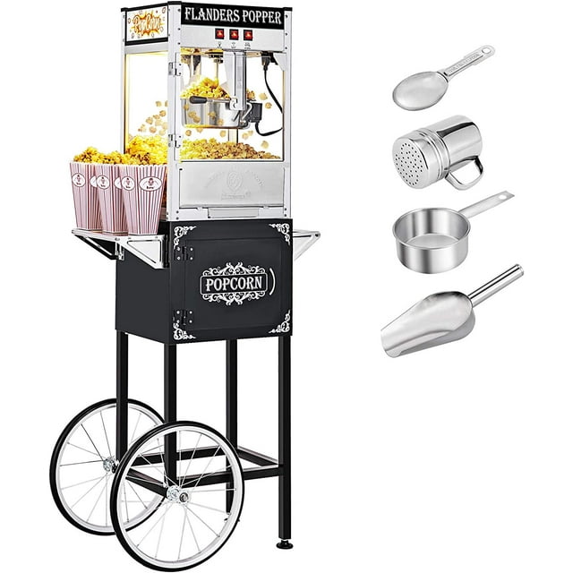 ROVSUN Popcorn Machine w/ Cart Wheels & 8 Ounce Kettle for Commercial