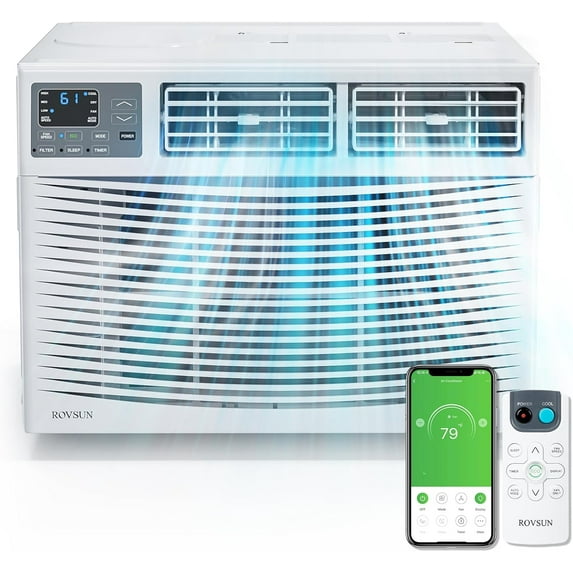 VINGLI Smart 12000 BTU Window Air Conditioner with WiFi, Energy Saving Window AC Unit with Remote & App Control, Timer Function & Easy Install Kit, for Rooms up to 550 Square Feet, 115V/60Hz, White