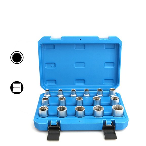 ROVTECT 16 Piece 12 Point 1 2 Inch Chrome Vanadium Steel Socket Set 8 24Mm for Auto
