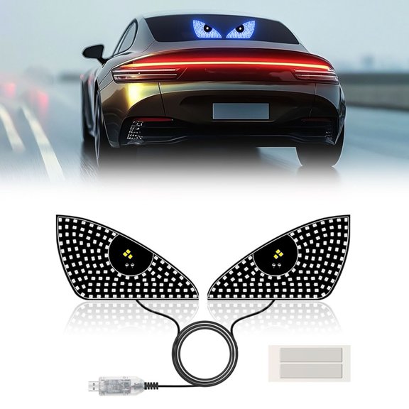ROVTECT 2pcs USB LED Matrix Car Sticker, RGB Emoji Light for Rear Window, IP66 Waterproof