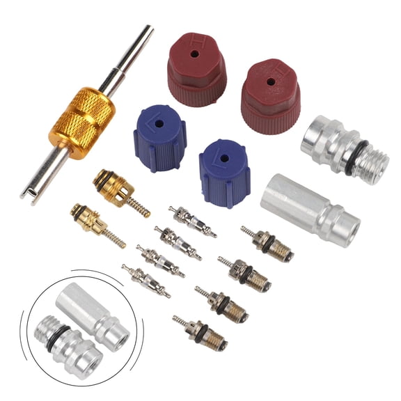 ROVTECT For Car Air Conditioners Air Conditioning Valve Core AC Valve Core Kit Red Blue Silver Versatile Application Aluminum Material