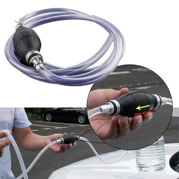 ROVTECT Manual Fuel Transfer Pump with 2M Hose, Rubber Hand Siphon for Oil Diesel Gasoline, Aluminum Nozzle Liquid Extractor Tool