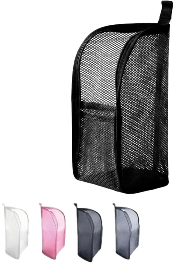ROVTIU Standing Toiletry Bag Upgraded Portable Lightweight Travel Toiletry Bag Foldable Clear Hanging Travel, Mesh Large Capacity Cosmetic Waterproof Bag for Travel Organiser Storage (Black 1Pcs)