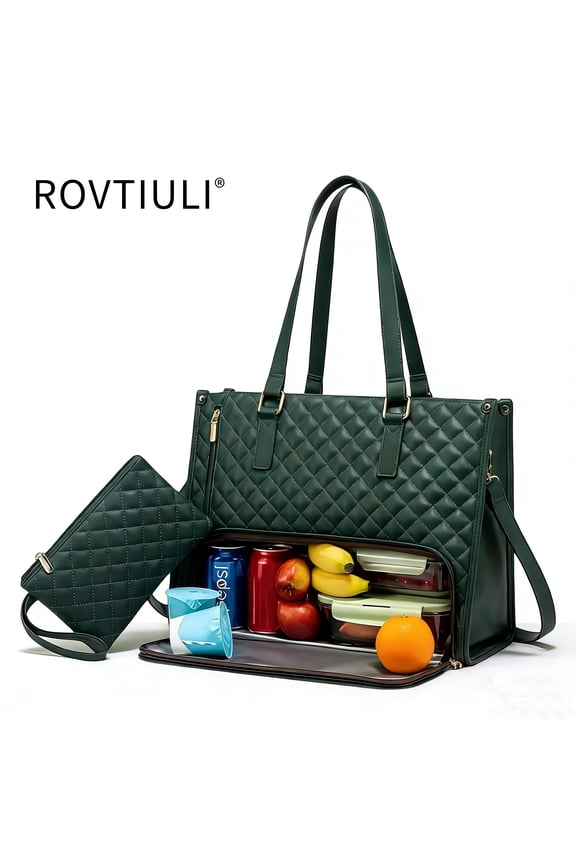 Lunch Bag, Tote Bag for Women,15.6 Inch Laptop Work Bag with Insulated Lunch Box Compartment & Purse Large Capacity Quilted Computer Handbag for Teacher, Nurse, Travel, College, Daily