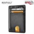 thumbnail image 1 of ROVTIULI Slim Minimalist Front Pocket RFID Blocking Leather Wallets for Men and Women - Black, 1 of 7