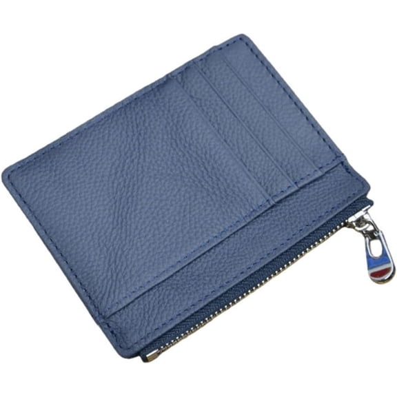 ROVTIULI Ultra Slim Minimalist Front Pocket Wallet for Men Women - 8 Slots Leather Card Case with ID Window & Zipper Coin Purse